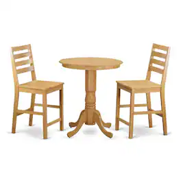 East West Furniture - 3 Pc counter height set-pub Table and 2 counter height Chairs - Oak