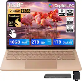 Microsoft - Upgraded - Surface 13.8" 2K Touch Laptop,Snapdragon X2 Elite,16GB RAM,2TB SSD+1TB Dock Set,Backlit,Wi-Fi 7,Win 11 - Dune