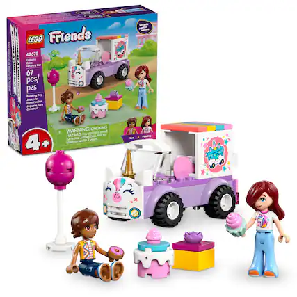 LEGO Friends | APPRENDRI 42675 4+ CONSTRUIR A Unicorn Cake Delivery Car 67 pcs/ pzs Building Toy Jover de construction Juguete para Construir Webel sertes cattes WARNING: CHOKING HAZARD. Toy contains small parts and a small ball. Not for children under 3 years. 4+