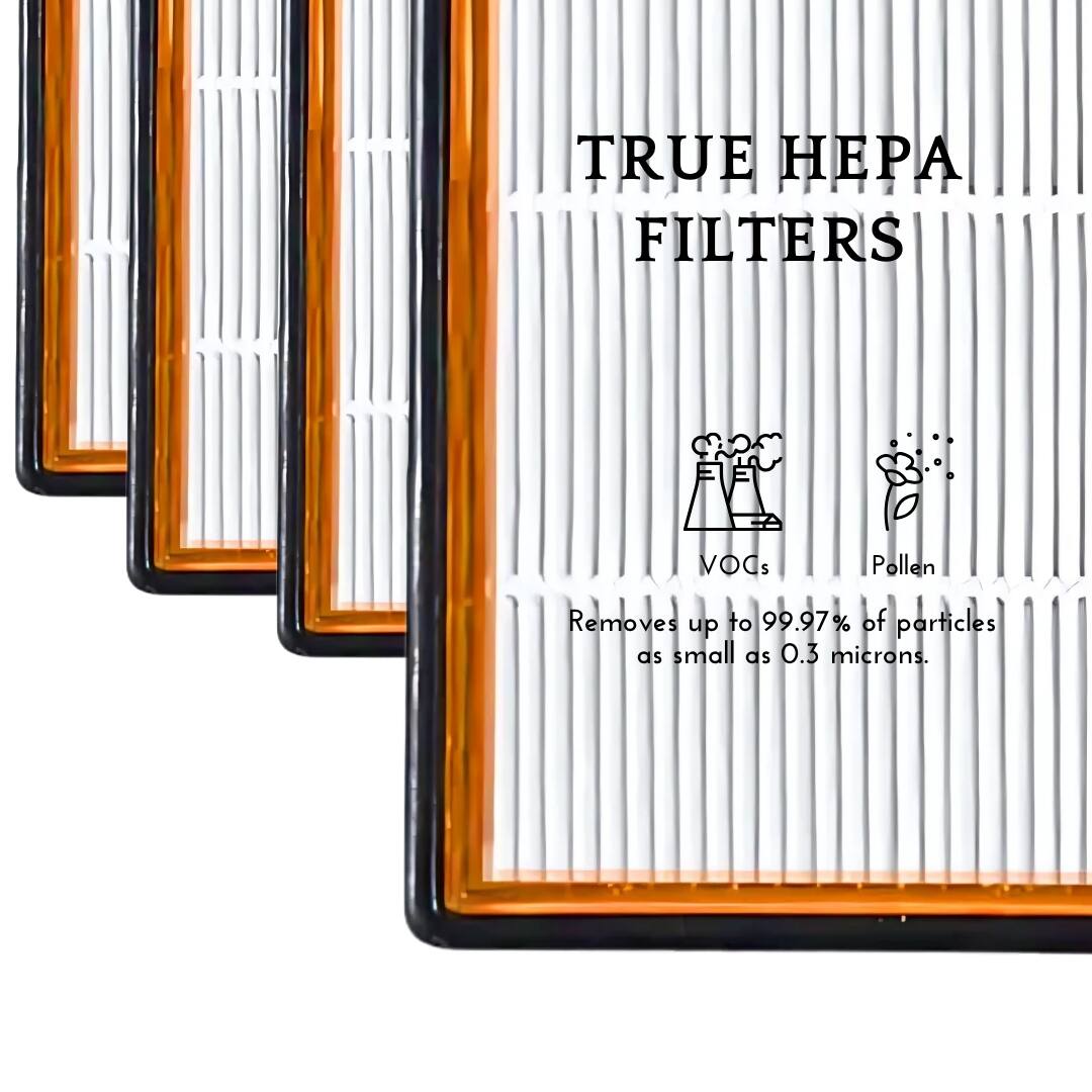 TRUE HEPA FILTERS

VOCs  Pollen

Removes up to 99.97% of particles as small as 0.3 microns.