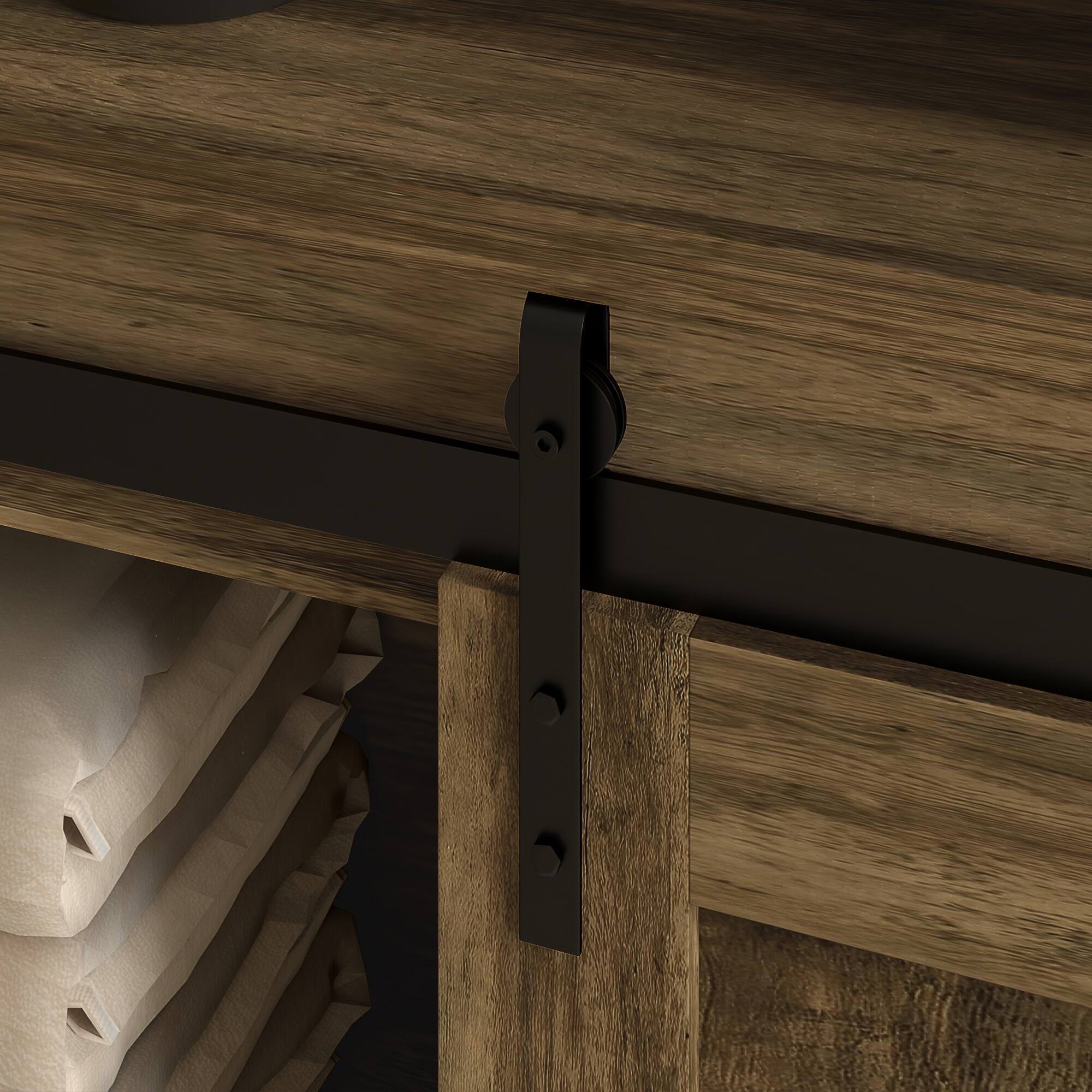 Alt View 7. Homcom - Over the Toilet Storage Cabinet, Freestanding Over Toilet Bathroom Organizer with Sliding Door - Brown.