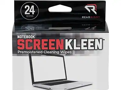 24 WIPES
READRIGHT
NOTEBOOK SCREEN KLEEN
Premoistened Cleaning Wipes
