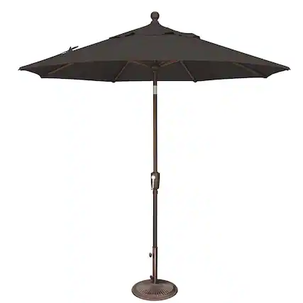 Front. Mondawe - 7.5' Octagon Patio Umbrella Push Button Tilt Bronze Frame - Black.