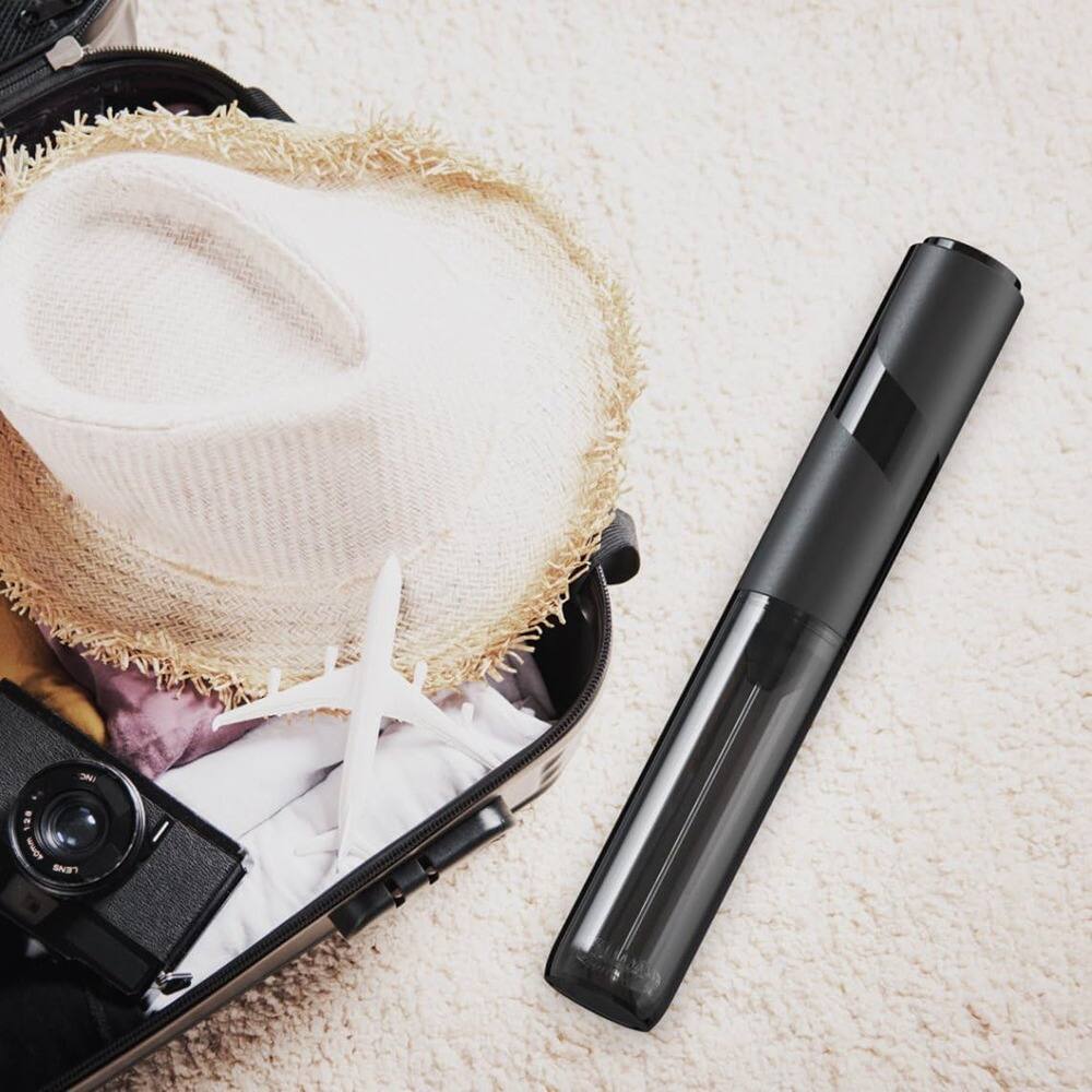 Left. ACJPR - Handheld Milk Frother with Cover, Battery Operated, 14,000 RPM Stainless Steel Whisk for Coffee, Latte, Matcha, Hot Choc - Black.