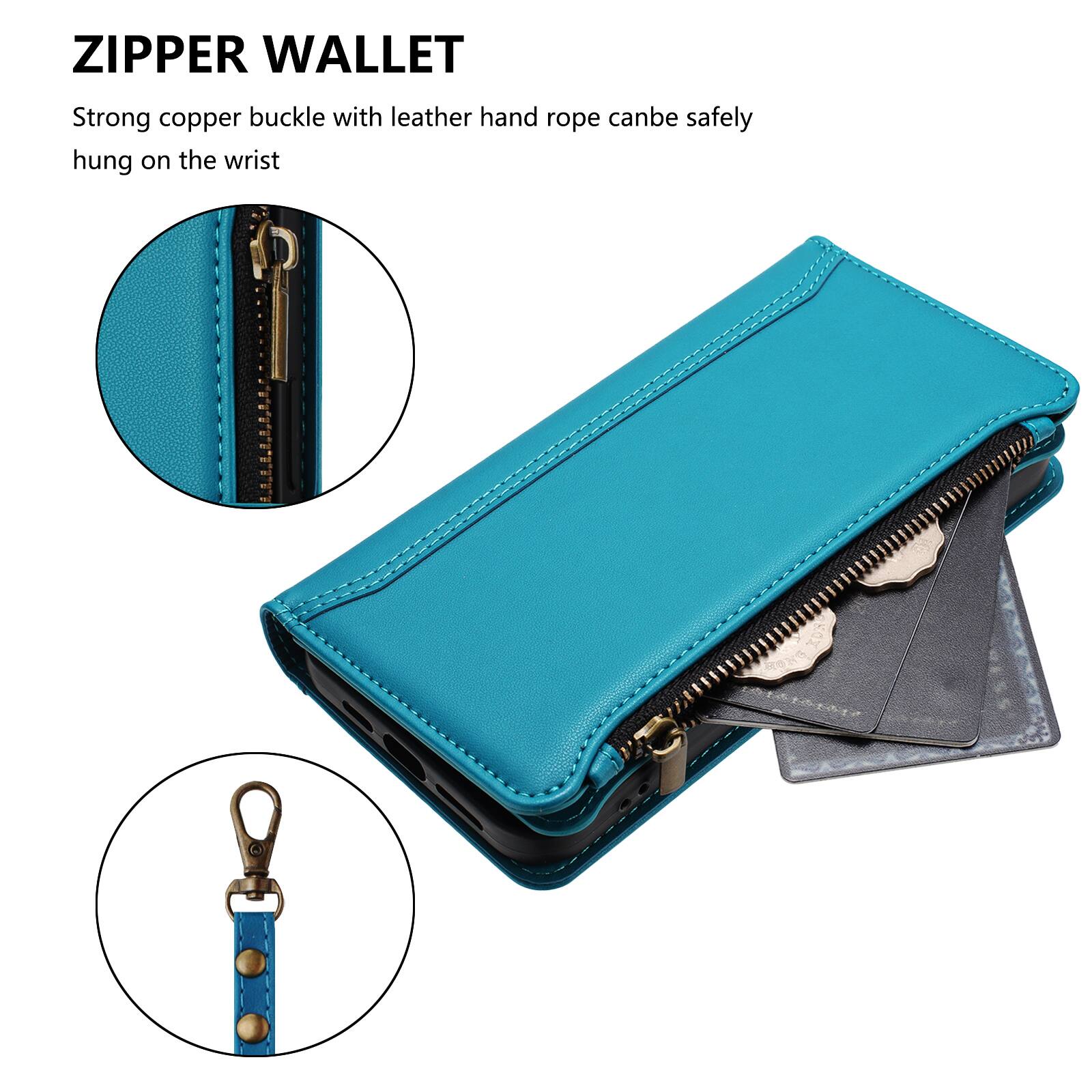 ZIPPER WALLET

Strong copper buckle with leather hand rope can be safely hung on the wrist