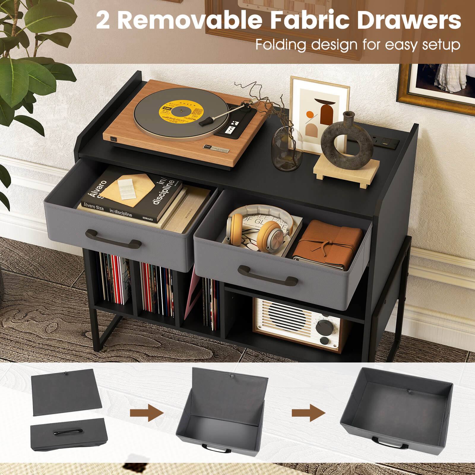 2 Removable Fabric Drawers  
Folding design for easy setup