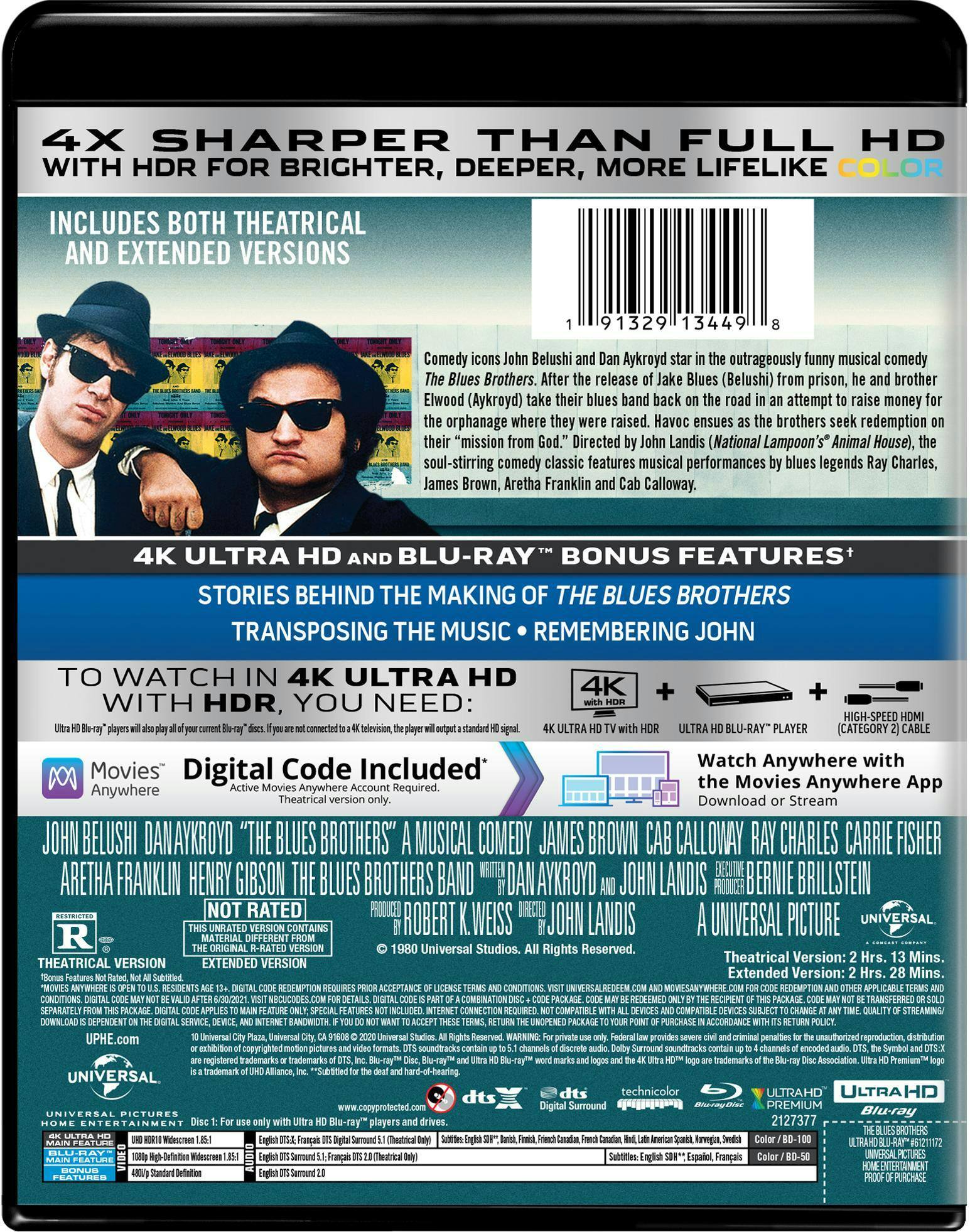 Back. The Blues Brothers (4K Ultra HD) [UHD].