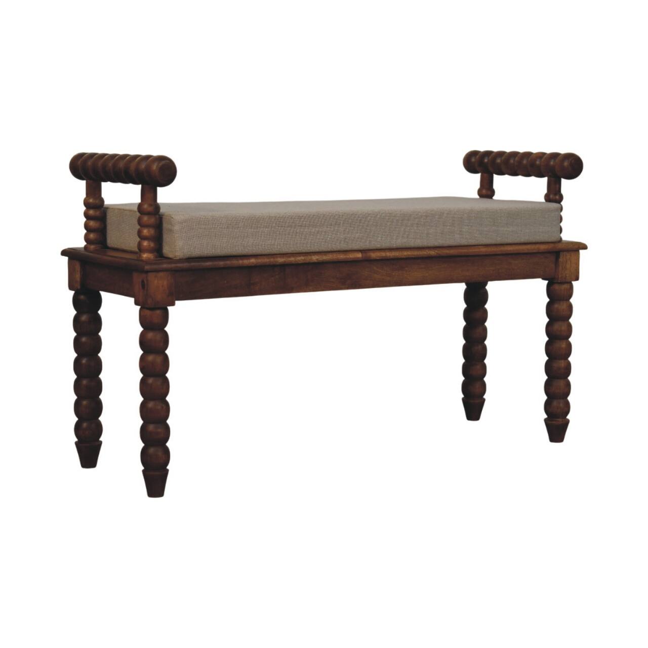 Angle. Artisan Furniture - Artisan Furniture Solid Wood Amber Oak Mud Linen Bench - Brown.