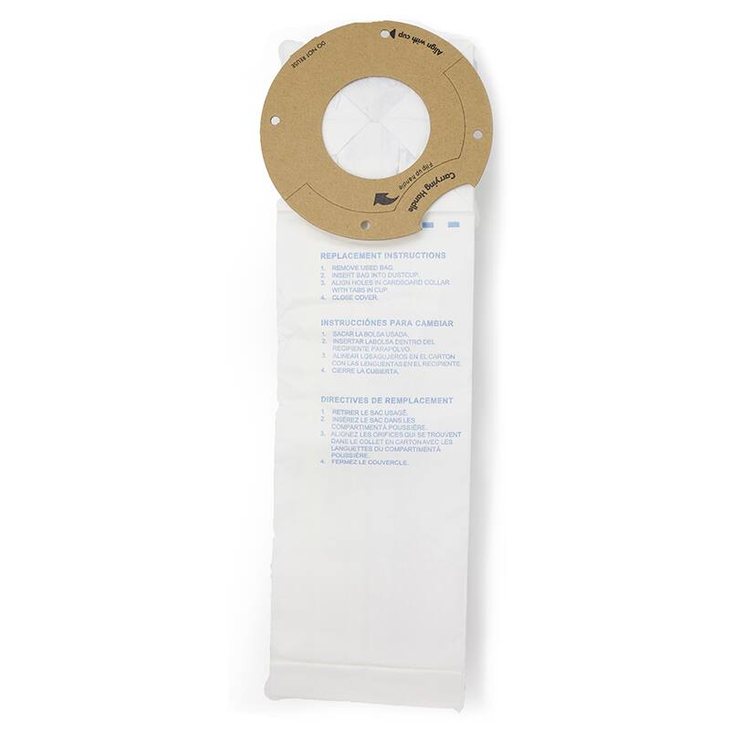 **REPLACEMENT INSTRUCTIONS**

1. REMOVE USED BAG.
2. INSERT NEW BAG INTO CUP.
3. ALIGN HOLES IN CARDBOARD COLLAR WITH TABS IN CUP.
4. CLOSE COVER.

**INSTRUCCIONES PARA CAMBIAR**

1. SACAR LA BOLSA USADA.
2. INSERTAR LA BOLSA NUEVA EN EL CUP.
3. ALINEAR LOS AGUJEROS EN EL CARTÓN CON LAS LÁNGUETAS EN EL CUP.
4. CERRAR LA CUBIERTA.

**DIRECTIVES DE REMPLACEMENT**

1. RETIRER LE SAC USAGE.
2. INSÉRER LE SAC NOUVEAU DANS LE CUP.
3. ALINEZ LES ORIFICES SUR LE CARTON AVEC LES LANGUETTES SUR LE CUP.
4. FERMER LA COUVERCLE.