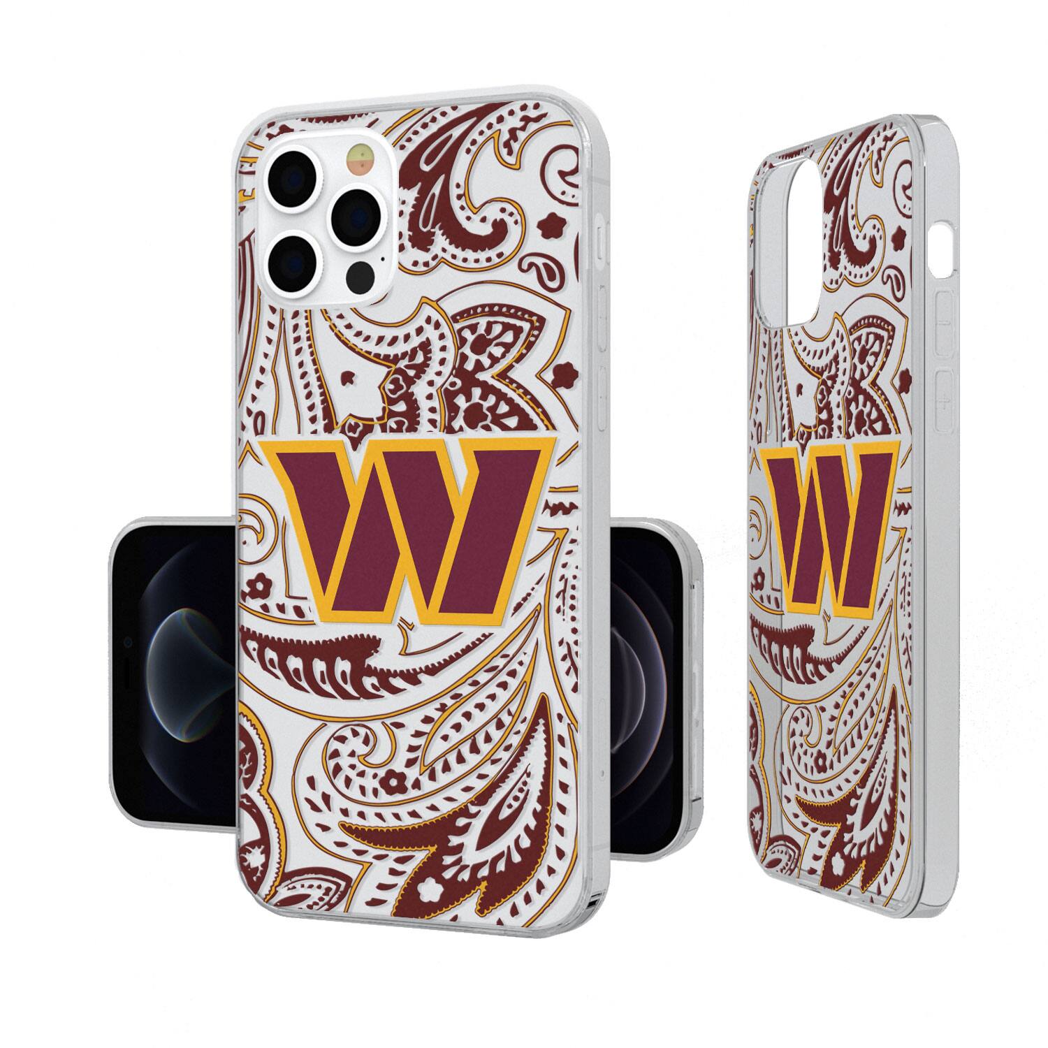 Alt View 2. Keyscaper - Washington Commanders iPhone Clear Paisley Design Case - 15 Plus - Multicolor.