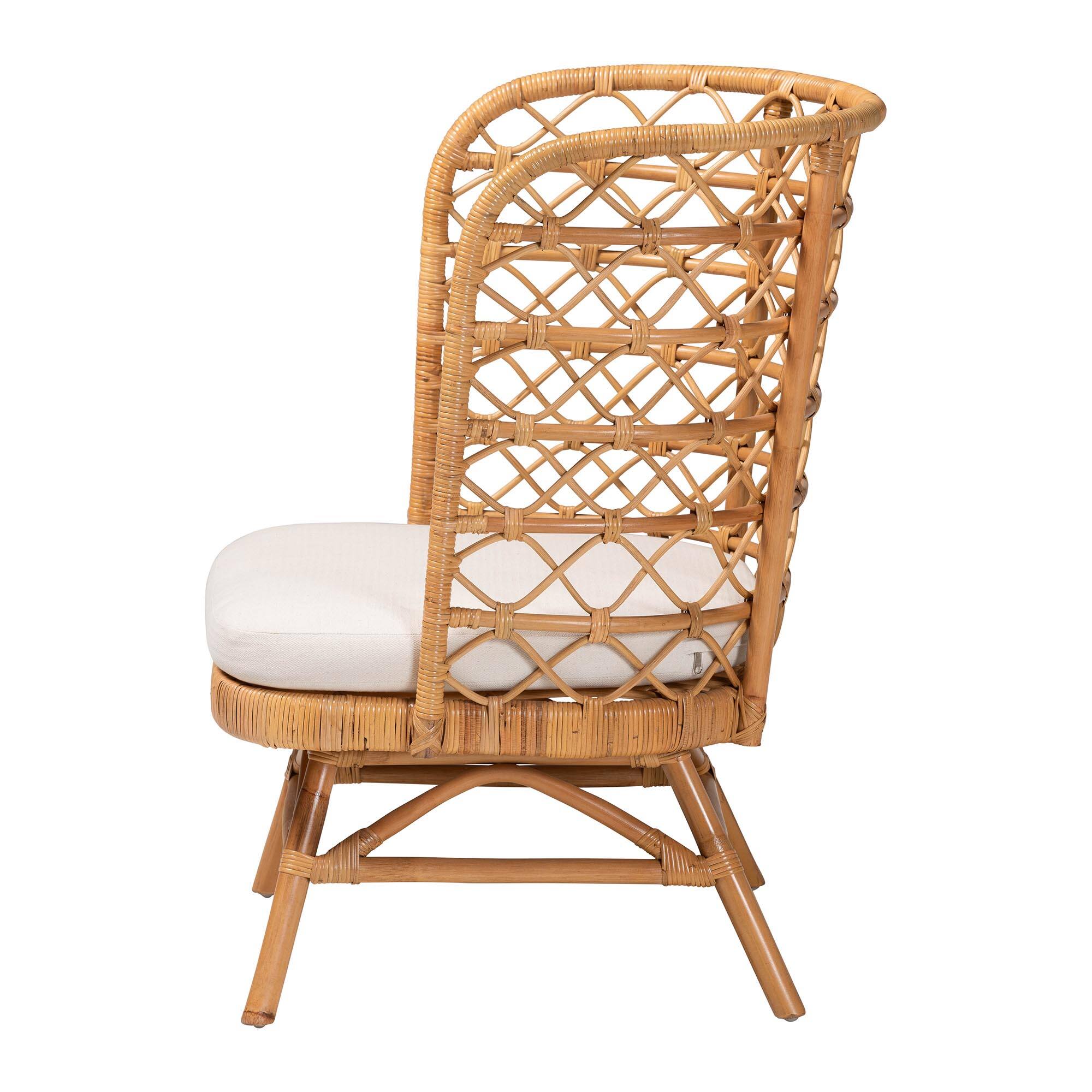 Left. bali & pari - Tania Bohemian Rattan Accent Chair - Light Honey.