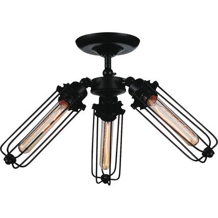 Front. CWI Lighting - Benji 3 Light Flush Mount With Black Finish - Black.