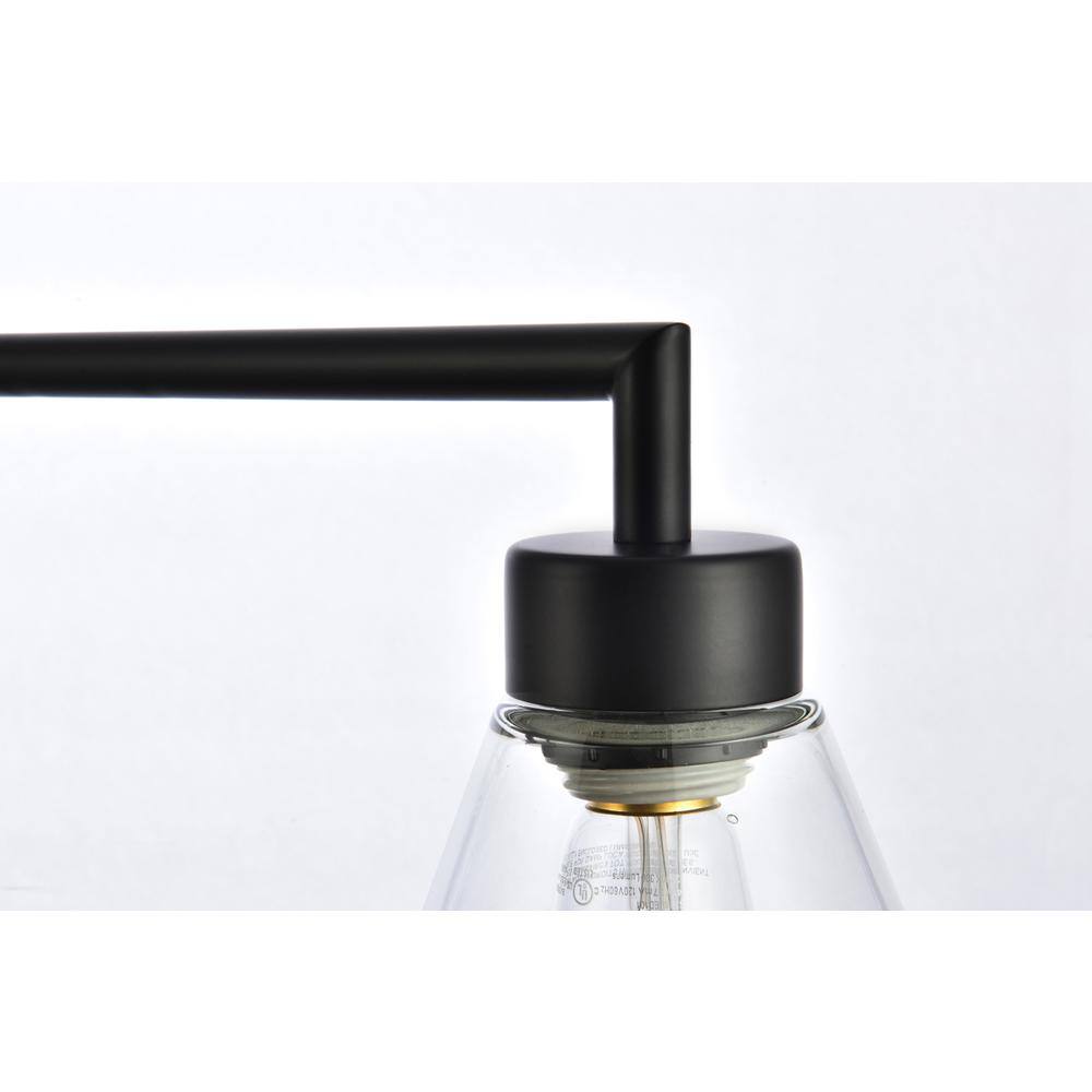 Alt View 4. Living District - Mera 3 lights black pendant - Black And Clear.