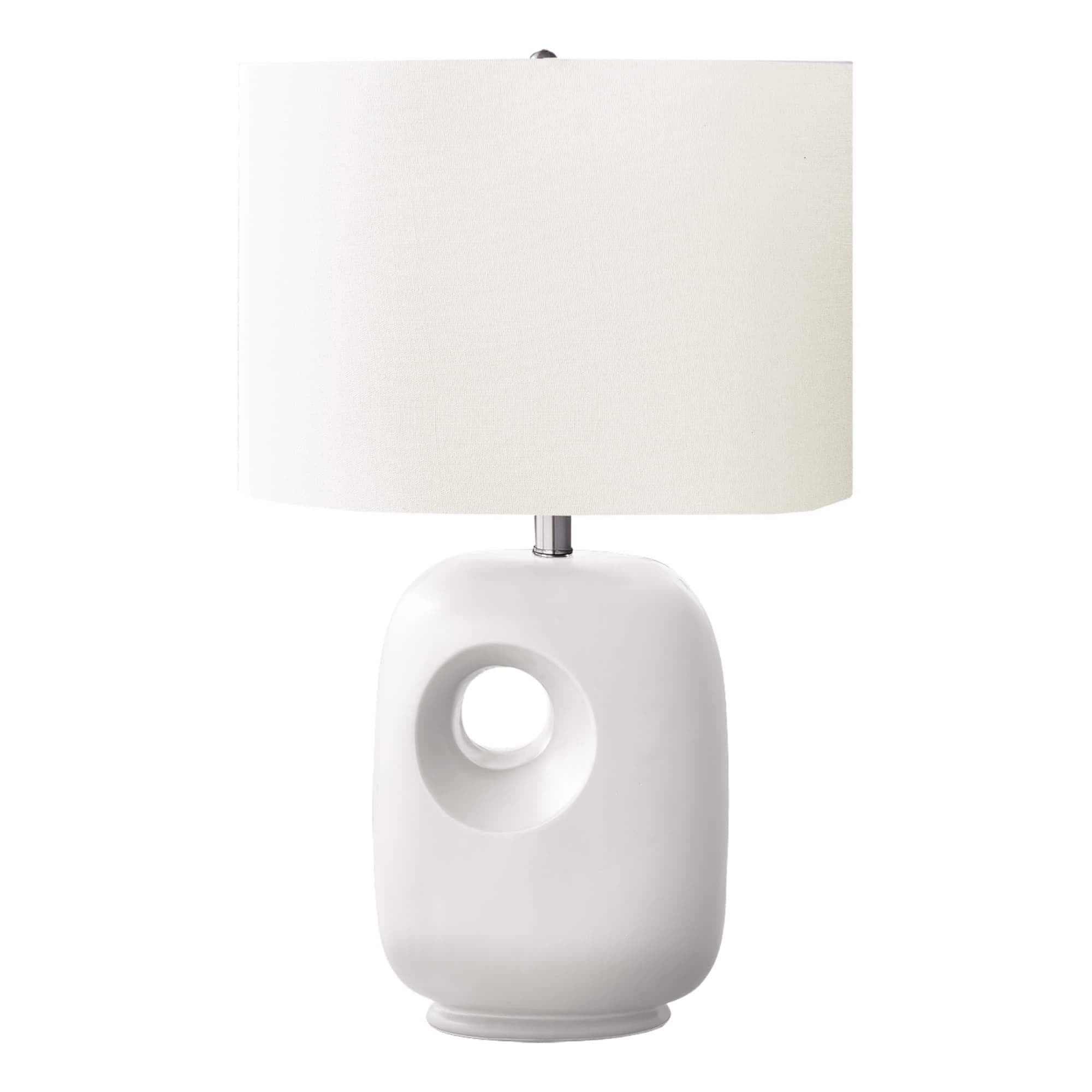 Luckbyte - 26 Inch White Ceramic Table Lamp Ivory Cream Shade Contemporary Modern Light