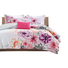 Gracie Mills - Lysandra Floral Print Comforter Set - Pink