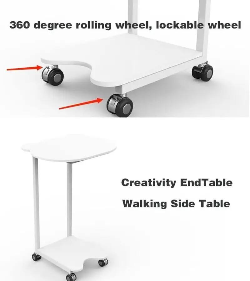 360 degree rolling wheel, lockable wheel

Creativity EndTable Walking Side Table