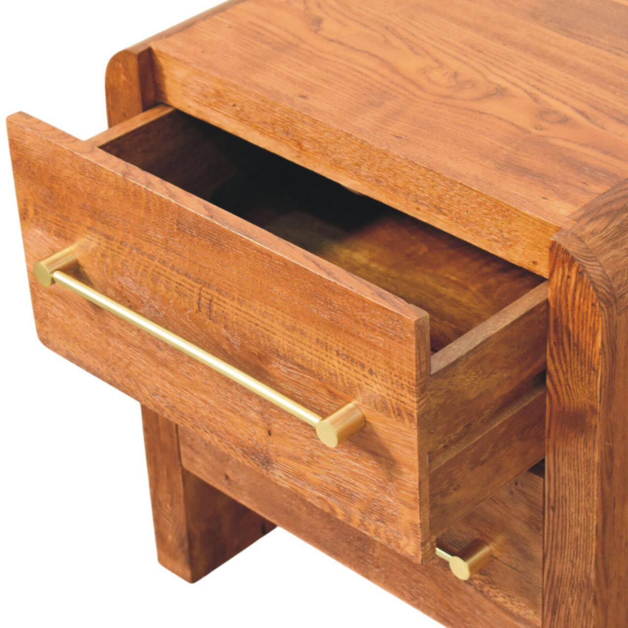 Alt View 2. Artisan Furniture - Aurelio Twin Drawer Bedside - Brown.