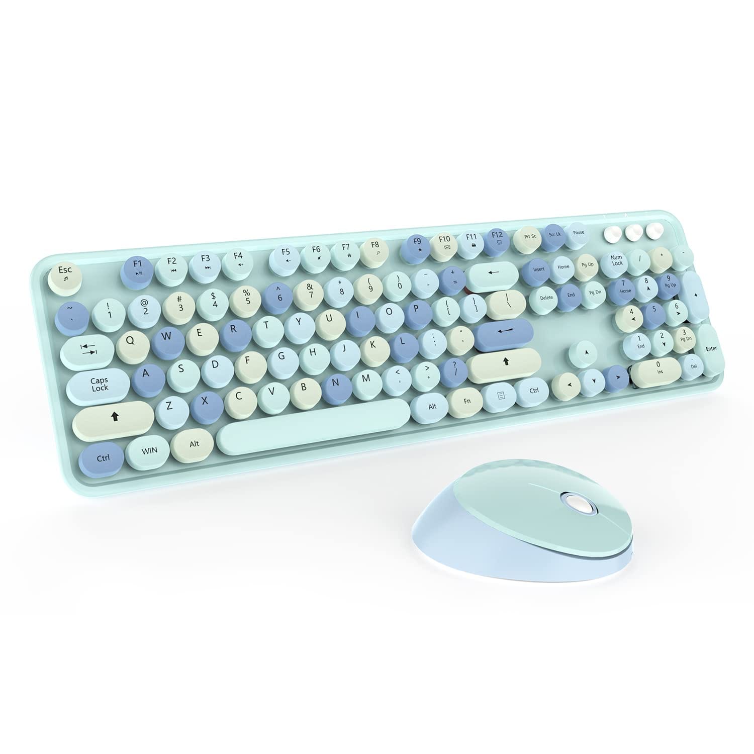 METALTON - Cute Colorful Typewriter Retro Round For Pc Laptop Desktop Windows Home And Keyboards - Blue