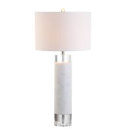 Jonathan Y - Hunter 32" Marble/Crystal LED Table Lamp, White - White/Clear