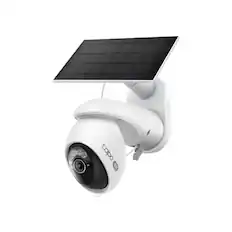 Front. TP-Link - Tapo Wireless Pan-Tilt Security 4K Ultra Camera, 360° Coverage, with Solar, IP65 Weatherproof Camera - No Monthly Fees, - White.