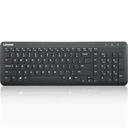 Lenovo - 300 Wireless Keyboard - Compact, 11 Fn Keys, Numeric Keypad, Silent Typing - Black