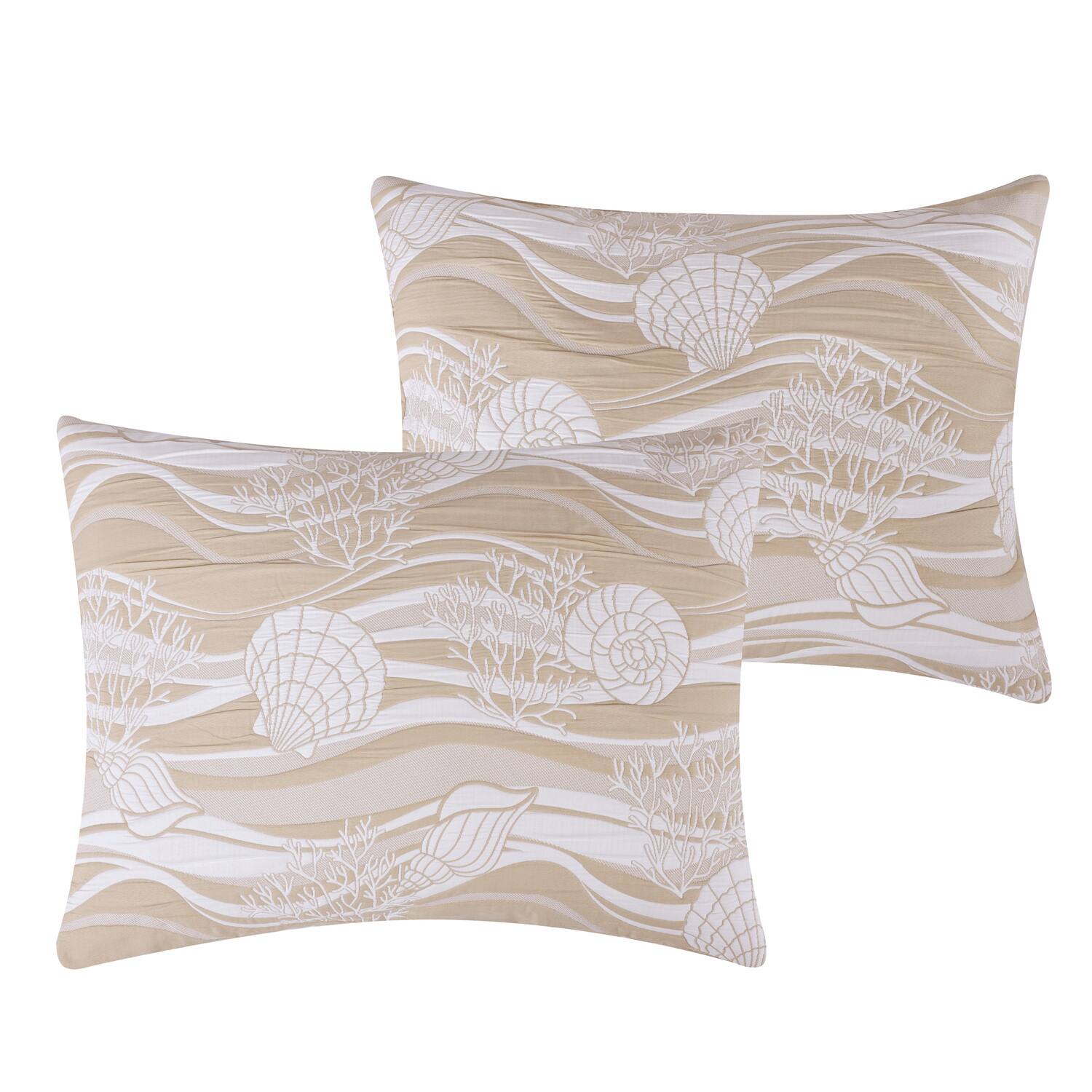 Alt View 1. Greenland Home Fashions - Greenland Home Fashions 100% Woven Polyester Jacquard Dover Coastal 20" x 26" Standard Sham Natural - Natural.