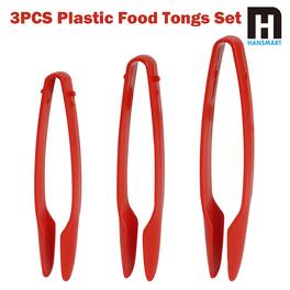 Hansmart - 3PK PP Food Tong Kitchen Tongs Non-slip Cooking Clip Clamp BBQ Salad Tools Kitchen Accessories Cake Food Clip - Red