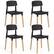 Front. Costway - Dining Side Chairs Set of 4 with Ergonomic Backrest Wide Seat & Sturdy Wooden Legs - Black.