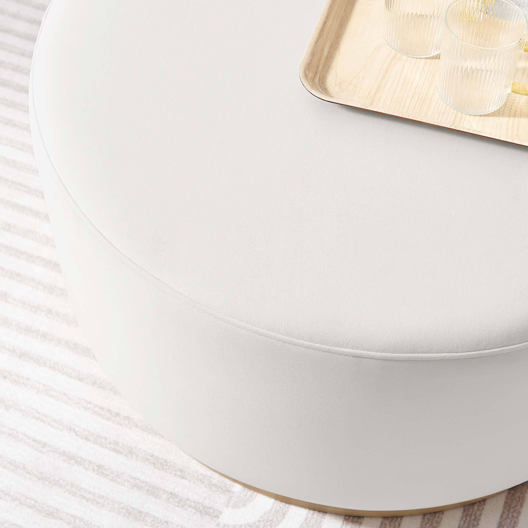 Alt View 1. Modway - Tilden Large 29" Round Performance Velvet Upholstered Ottoman by Modway - Alabaster Natural.