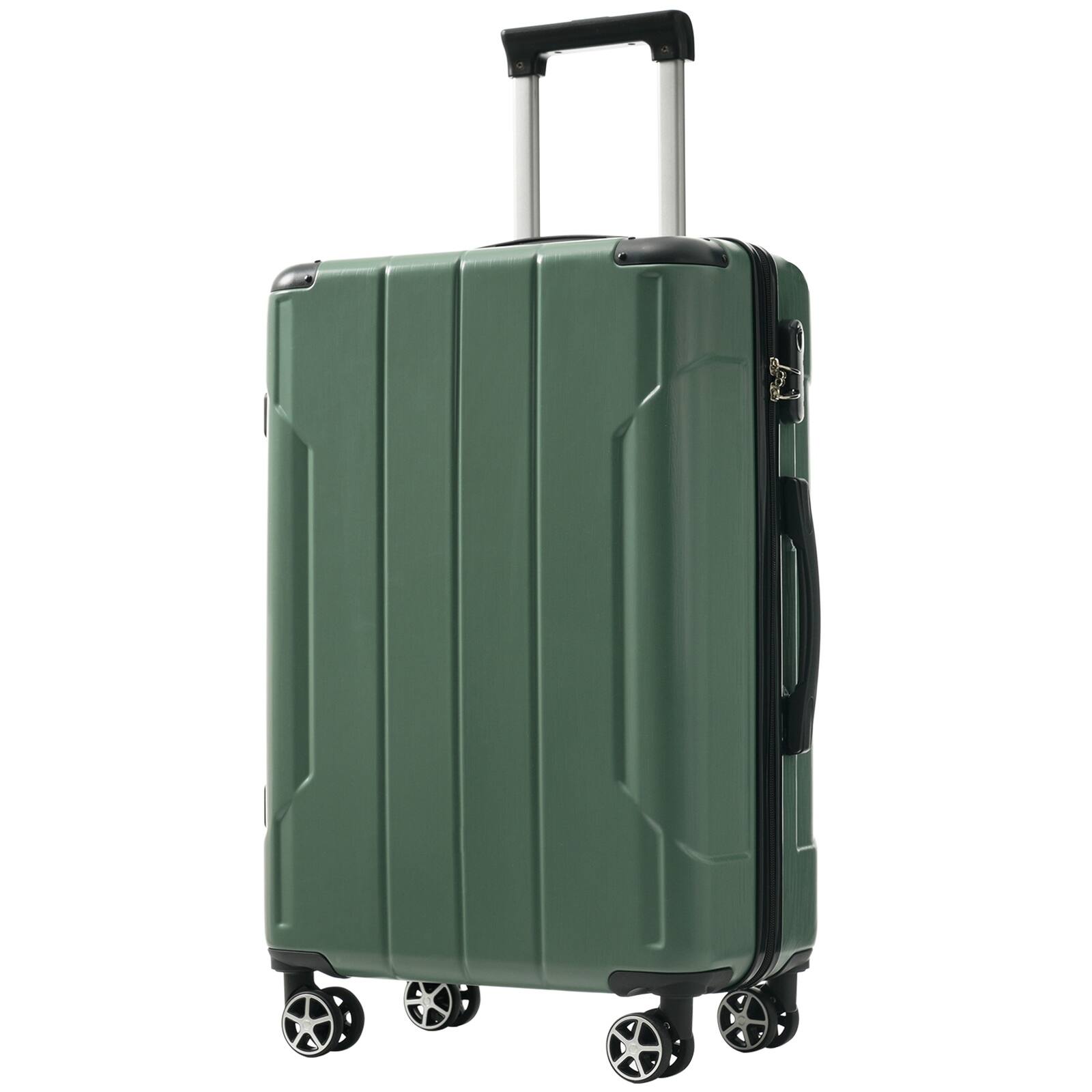 Angle. PexFix - Travel Luggage Sets 20/24/28 Inch-3 Piece Hard Shell ABS Suitcases with Double Spinner Wheels, Lightweight & Durable - Green.