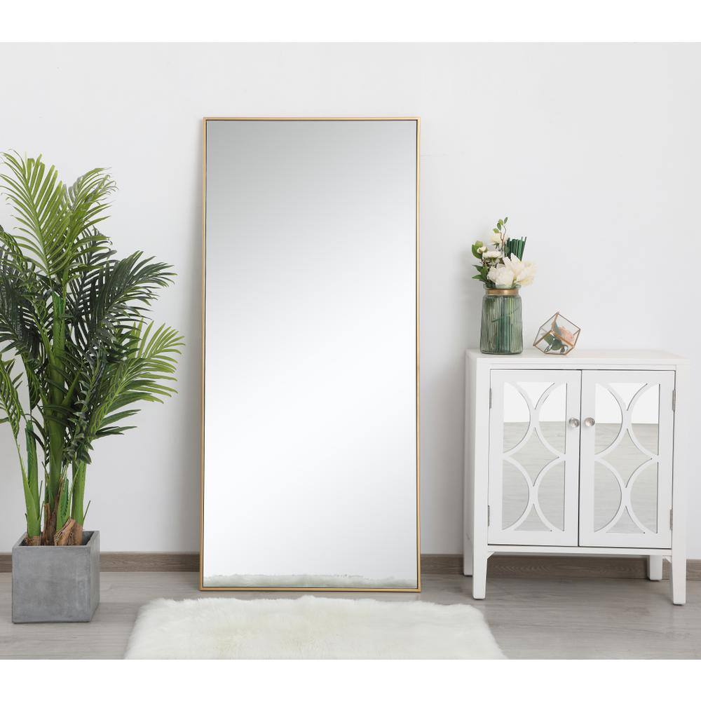 Alt View 4. Elegant Decor - Metal frame rectangle mirror 30 inch in Brass - Brass.