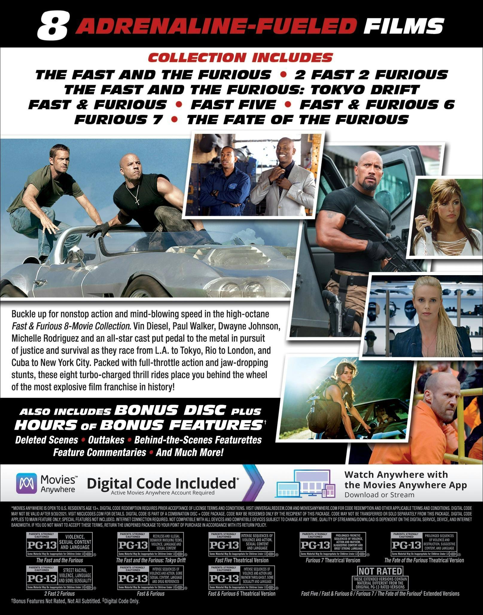 Angle. Fast & Furious: 8-movie Collection (Blu-ray + Digital HD) [Blu-ray].