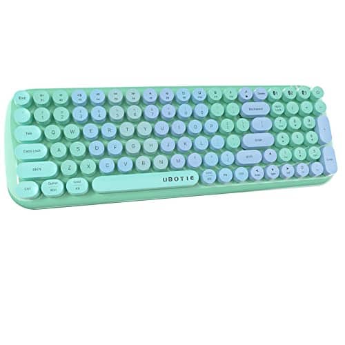 Cozy Serene - Colorful 100Keys Keyboards Wireless Compact Rainbow Gradual Colors Retro Typewriter Flexible for Tablet Cellphones PC - New Green-colorful