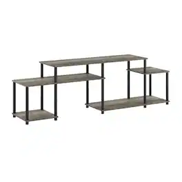 FurniFact - Wood TV stand for 55-inch screens with modern design and durable construction - Gray Black