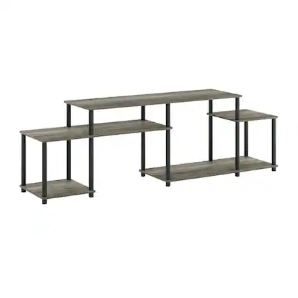 Front. FurniFact - Wood TV stand for 55-inch screens with modern design and durable construction - Gray Black.