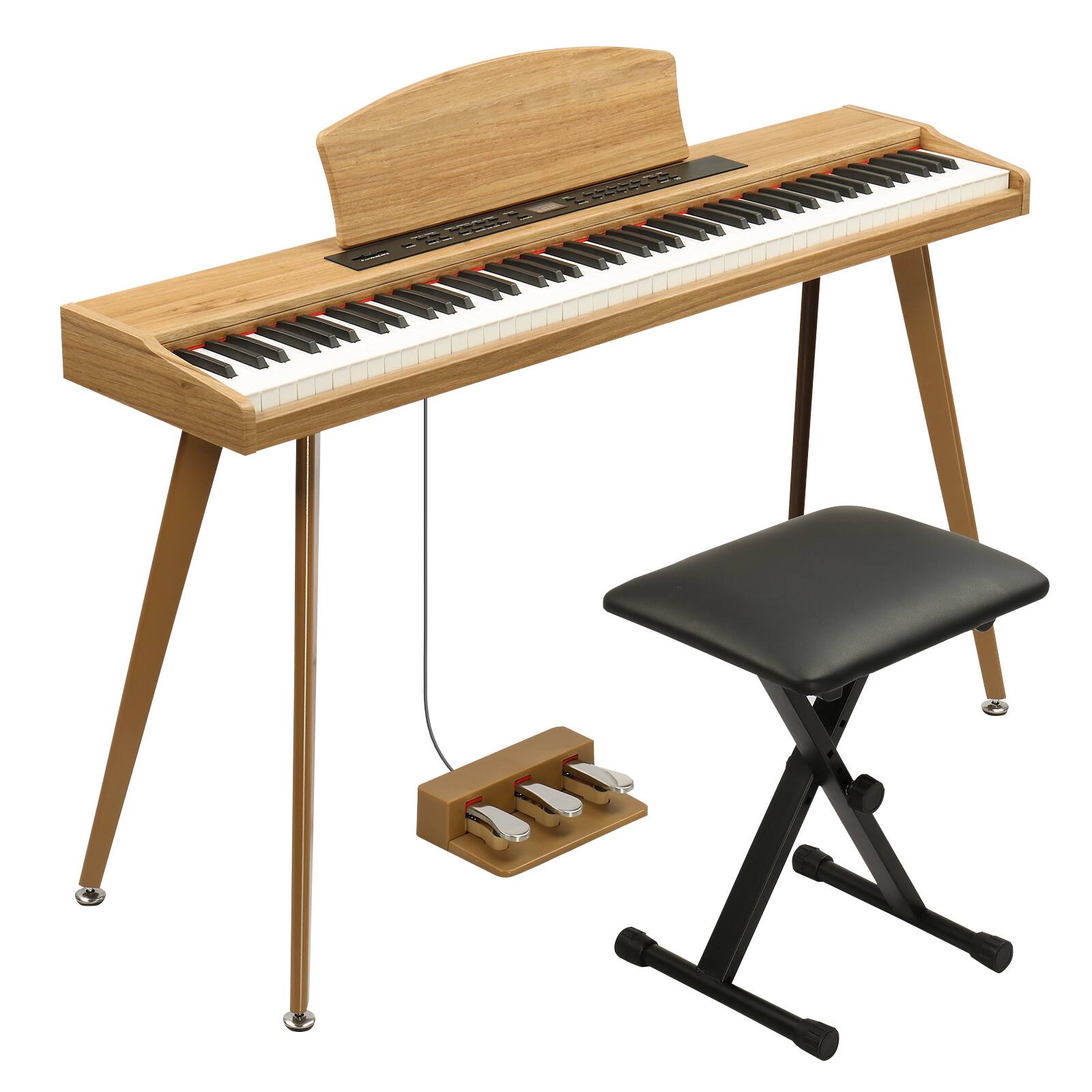 Left. Winado - 88 Key Semi-Weighted Standard Keyboards Digital Piano with Triple Pedals, Bench.