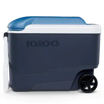 Front. Igloo - IGLOO MaxCold 40 Qt Rolling Cooler, Carbonite/Aegean Sea Blue - Carbonite/Aegean Sea Blue.