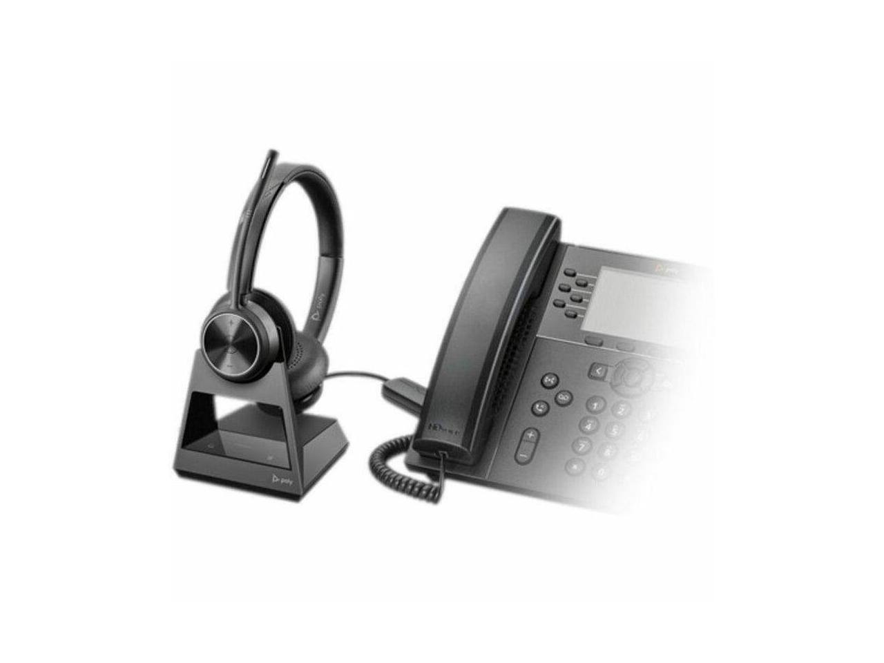Alt View 3. HP - Poly Savi 7300 Office 7320 Stereo Wireless Headset - DECT 6.0, 590 ft, Noise Cancelling - Black.