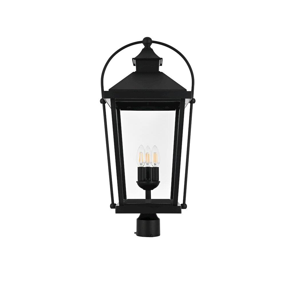Left. Elegant Lighting - Luz 27 inch Outdoor Post light in Black - Black And Clear.