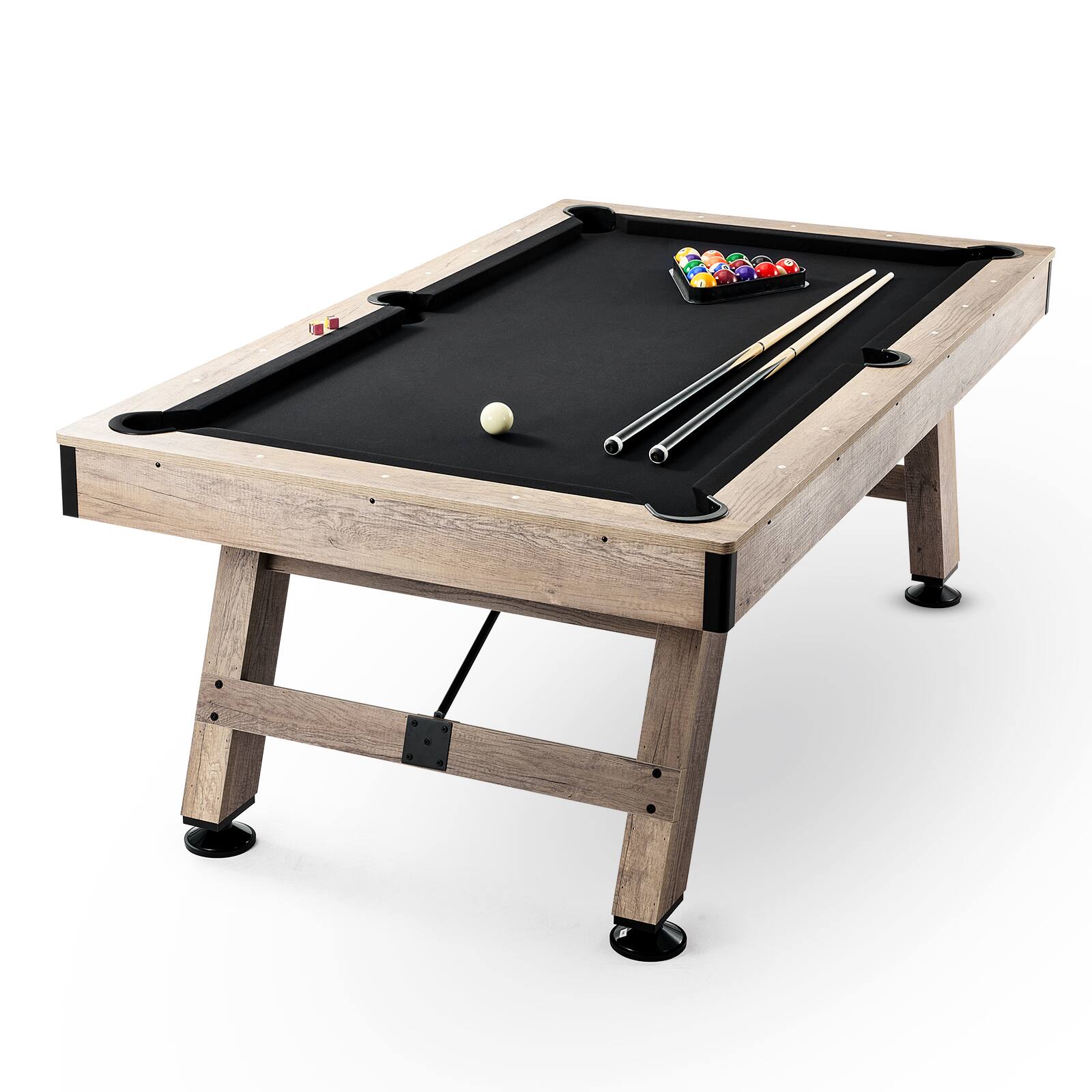VEVOR - Billiards Table,7 ft Pool Table, Adjust Legs Stable Billiards Table,Pool Table Set Includes Balls, Cues,Chalks and Brush - Black, Wood