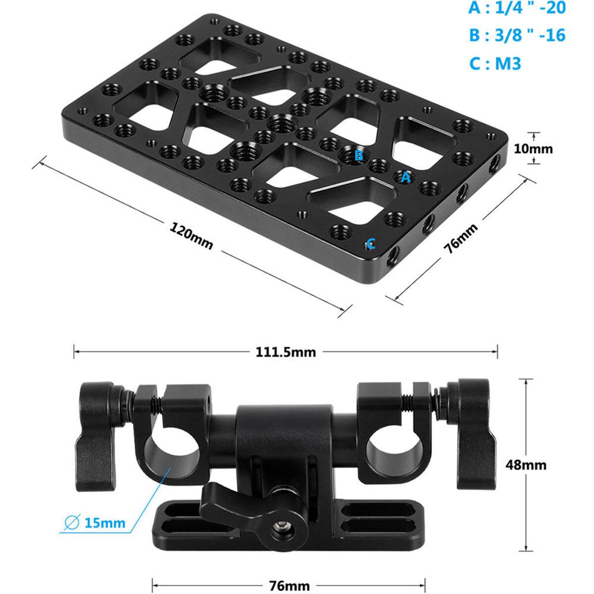 CAMVATE Battery Backboard Cheese Plate, 360deg. Swivel 15mm Rod Clamp ...