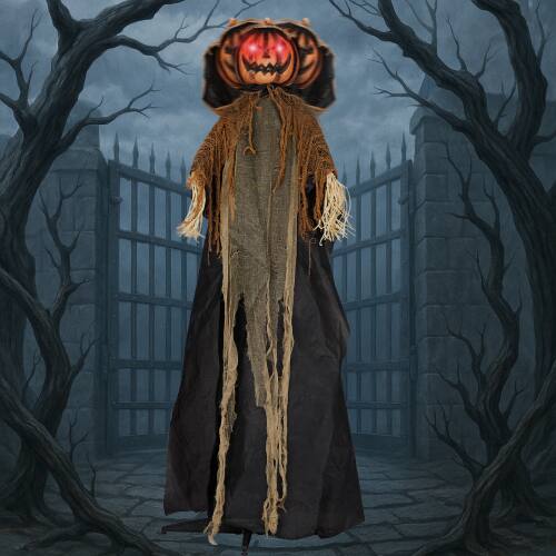 Alt View 7. Winado - Halloween 5.8FT Scary Pumpkin Man with Hat, Light-Up Eyes Animatronic Prop Decoration for Indoor Outdoor Holiday Garden - Orange & Black.