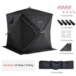 VEVOR - Outdoor Sauna Tent Pro, Portable Steam & Dry Sauna for 4 Persons, Heavy-Duty Oxford Cloth & Carbon Steel - Black