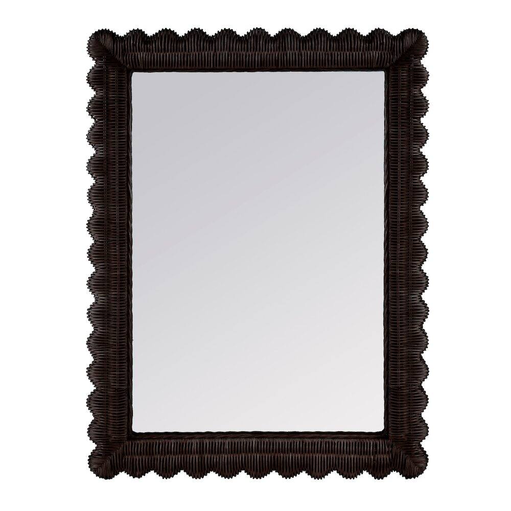 Alt View 1. Butler Specialty - Flora 30 in. W x 40 in. H Rectangular Rattan Scalloped Edge Wall Mirror - Brown.