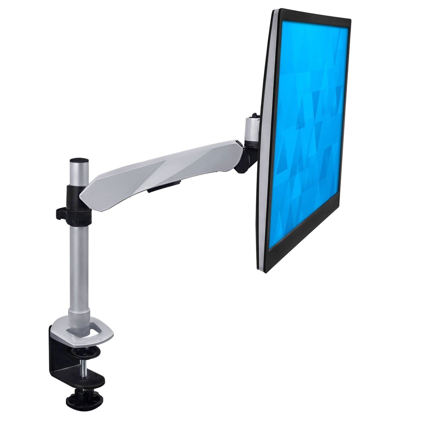 Angle. Mount-It! - Single Monitor Desk Mount for Up to 32″ Screens – Full Motion Height, Tilt & Rotation, Silver - Silver.
