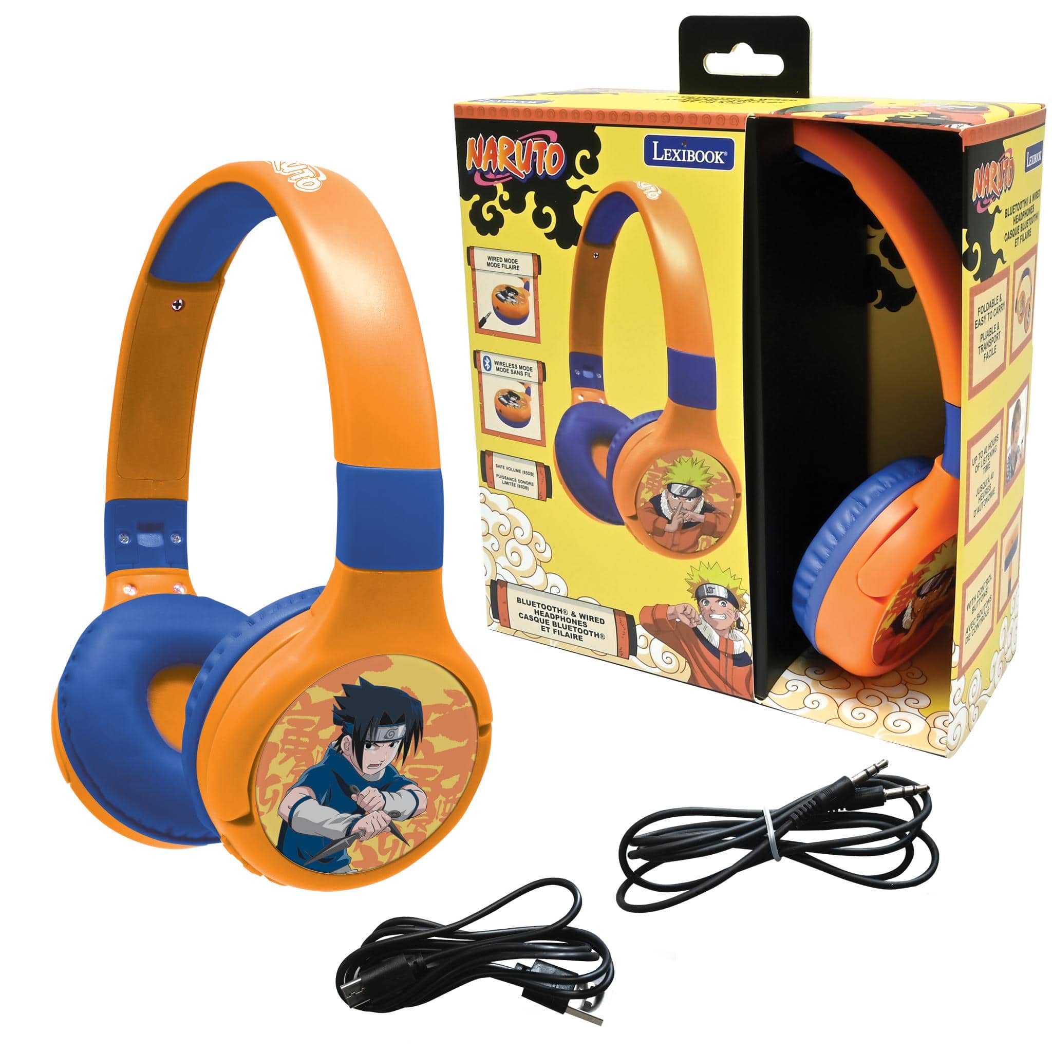Lexibook - Naruto 2-in-1 Bluetooth Foldable Headphones with Safe Volume for Kids