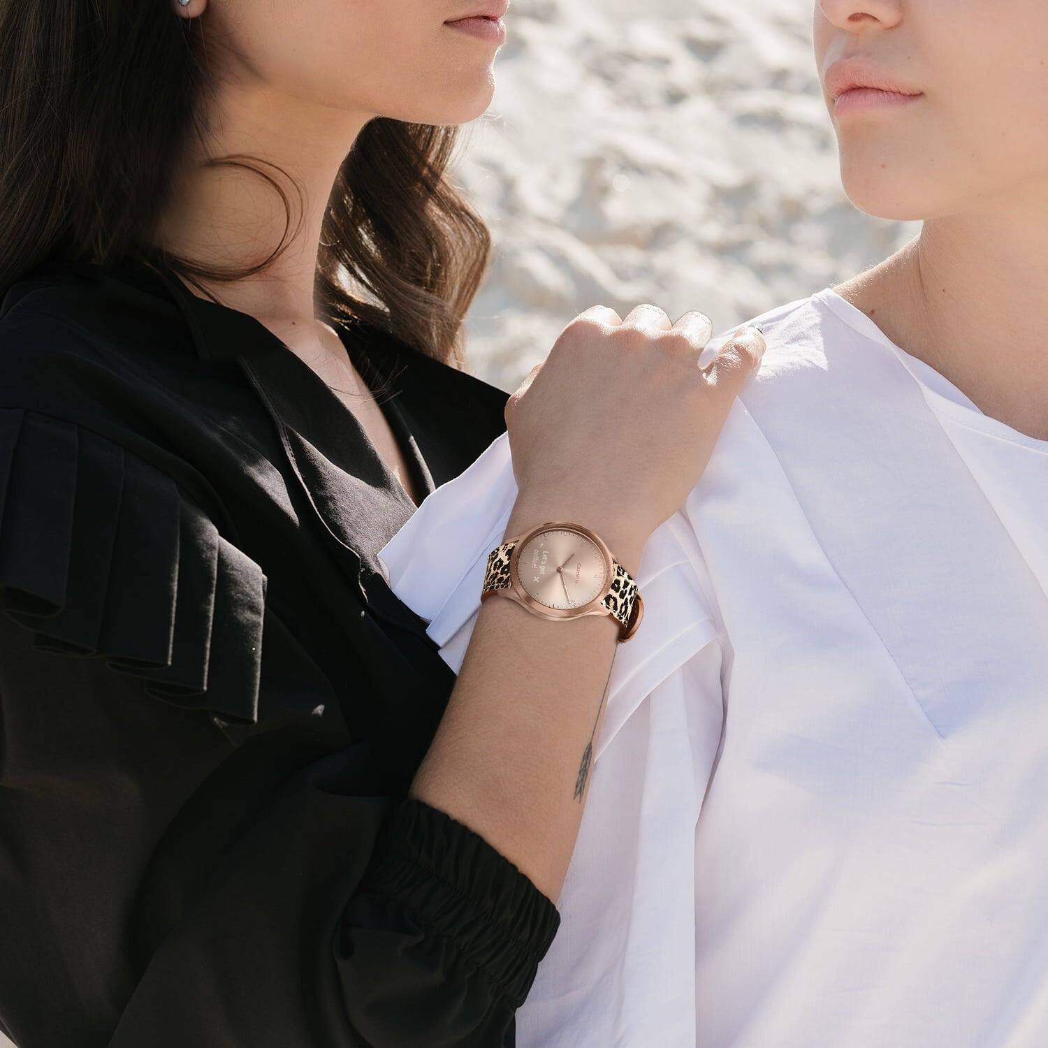 Back. Stock Preferred - 20mm Genuine Leather Band for Garmin Vivoactive 3/Garmin Venu Sq Wristband Classic Leopard - Classic Leopard.