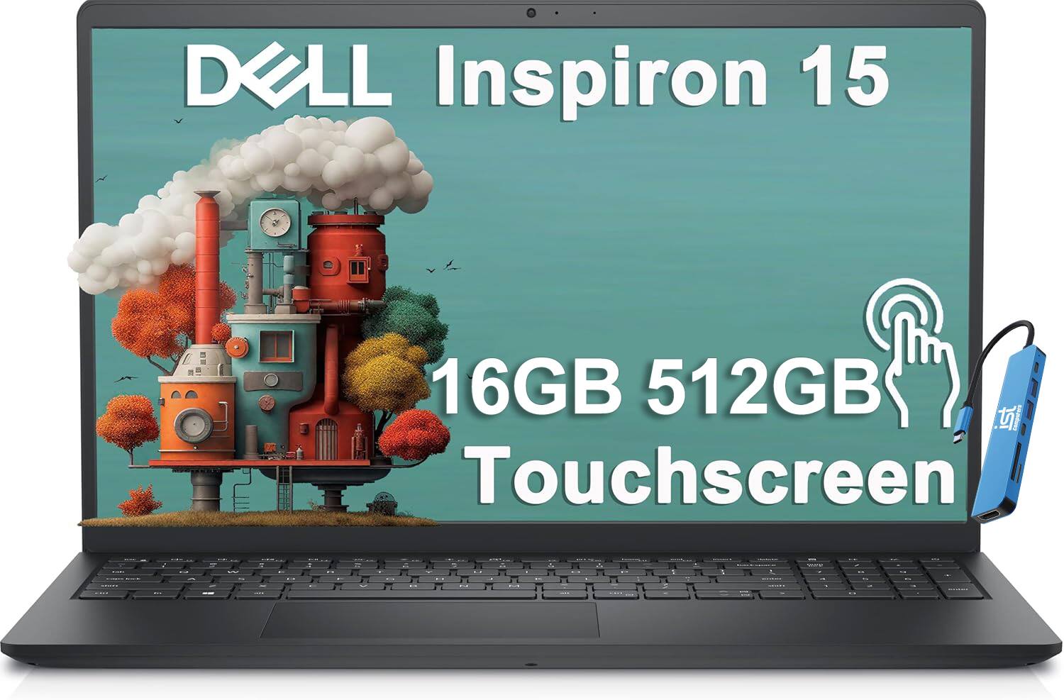 Dell - Upgraded - Inspiron 15 3520 15.6" Touch Screen Laptop - Intel Core i5 with 16GB Memory - 512GB SSD - Numeric Keypad - Windows 11 - Carbon Black