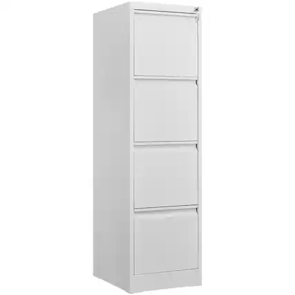 Front. Spaco - 4-Drawer Steel Narrow File Cabinet, Locking Legal Size - White.