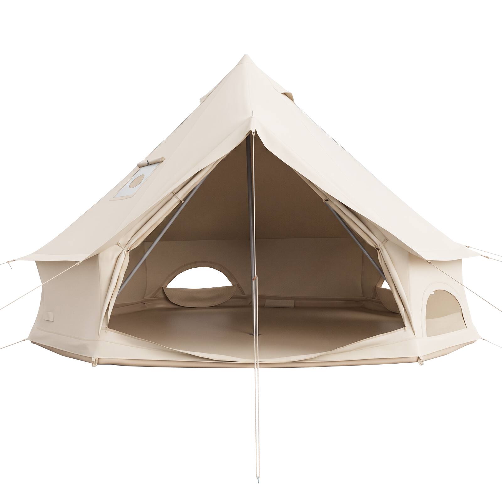 Alt View 9. Costway - Costway 10 ft Bell Tent with Stove Jack, Mesh Windows & Doors, Accommodates 2-4 Person - Beige.